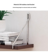 Étagères murales sans perçage 30/40/60CM en acier inoxydable et en bois pour salon, chambre, cuisine, salle de bain