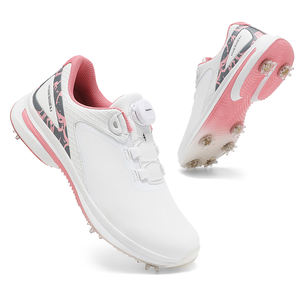 Chaussures de <span class=keywords><strong>golf</strong></span> en cuir véritable pour hommes et femmes, confortables, imperméables, avec lacets rétractables à bouton automatique, antidérapantes, fixation par clous - Product Image 5