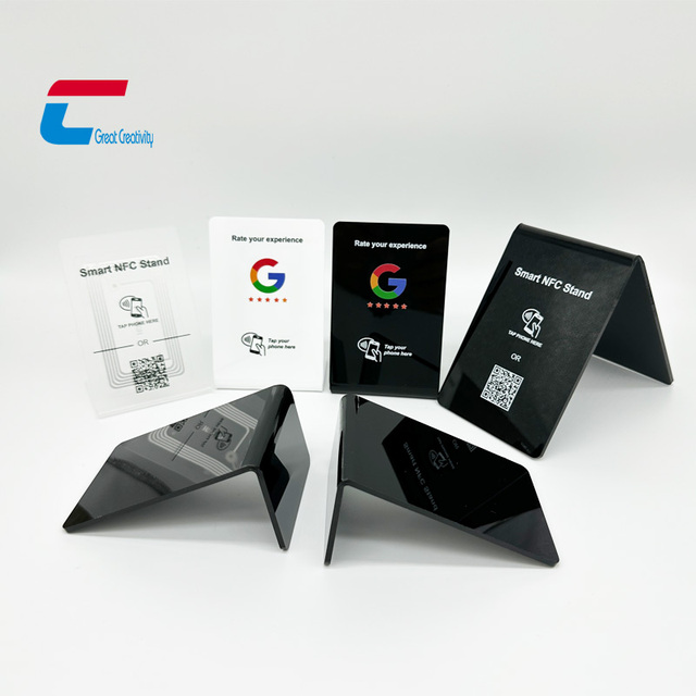 Customize Printing Acrylic Restaurant Table Display Stand NFC213 215 216 Google Review NFC Stand