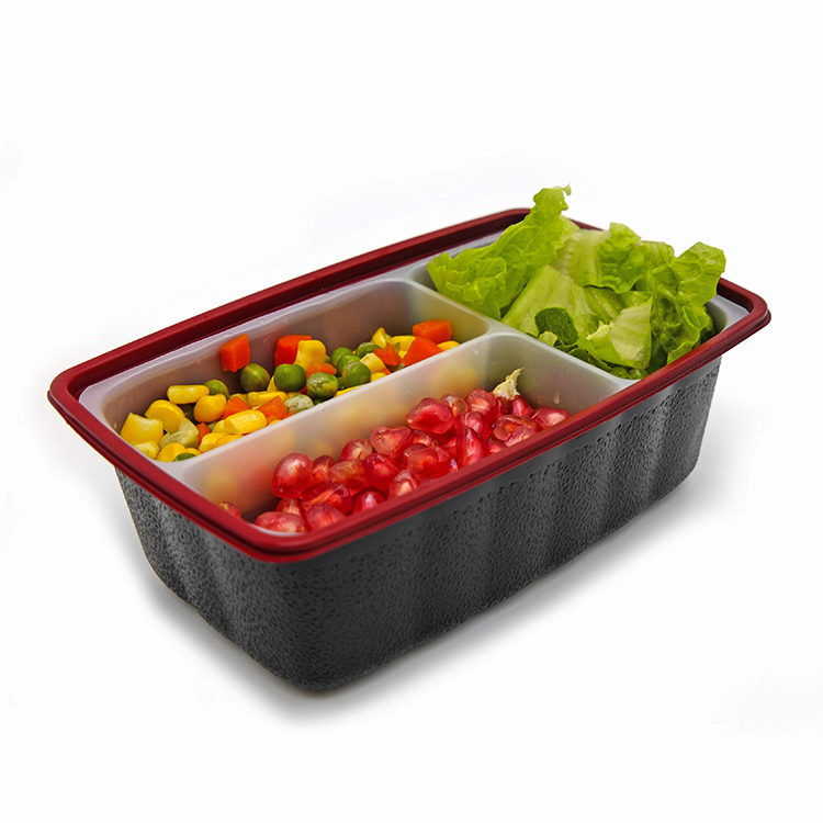 4 compartiments à emporter emballage alimentaire jetable PP micro-ondable contenants en plastique avec couvercles