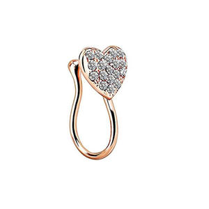 Anillo de nariz con circonita en forma de corazón, joyería abierta sin perforación, regalo para mujer, joyería de moda, oro rosa, plata, oro - Product Image 5