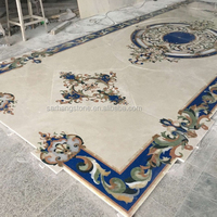 Médaillon de sol en marbre poli, moderne, luxueux, imperméable, écologique, durable, motif jet d'eau, garantie 1 an pour produits haut de gamme
