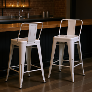 Tabouret de bar en métal Rayne, 24 pouces, blanc vieilli, lot de 2, pour bar, style industriel, mobilier commercial - Product Image 2