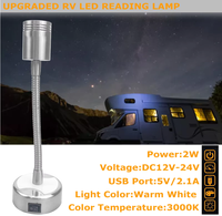 Lampe de lecture murale 12V LED RV avec port USB, applique de chevet à col de cygne flexible pour camping-car/remorque/camping-car/caravane