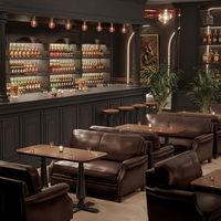 Canapé de bar commercial en cuir vintage, mobilier de restaurant à thème américain, whisky, musique, salle à manger, café, table de restaurant, ensemble de restaurant, Guangdong