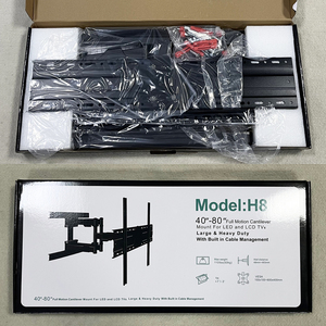 Support TV articulé robuste en gros avec double bras pour téléviseurs <span class=keywords><strong>de</strong></span> 40 à 80 pouces, en acier laminé à froid noir, VESA 600x400mm, charge 50kg - Product Image 3