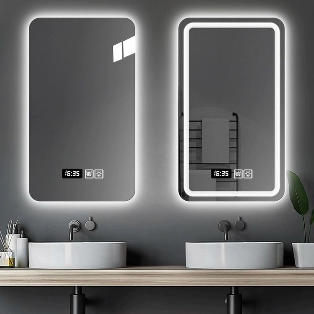 Modern Rectangular Smart LED Bathroom Vanity Mirror, Wall Mounted with Bluetooth Speaker & Touch Screen for Home/Hotel