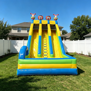 Toboggan Gonflable Commercial Clown de <span class=keywords><strong>Cirque</strong></span> à 3 Voies, Grand Toboggan Gonflable Sec Extérieur en PVC pour Enfants et Adultes - Product Image 2