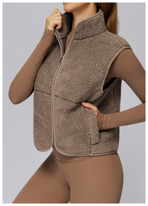 Femmes automne/hiver col montant Plus velours sport <span class=keywords><strong>gilet</strong></span> sans manches fermeture éclair <span class=keywords><strong>gilet</strong></span> extérieur course haut Yoga <span class=keywords><strong>gilet</strong></span> - Product Image 4