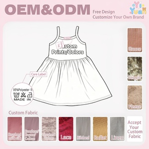 Vestidos de Verano para Bebé Niñ<span class=keywords><strong>a</strong></span>, de Algodón de Alta Calidad, con Tirantes Finos y Volantes, Corte en <span class=keywords><strong>A</strong></span>, Largo hasta la Rodilla, Ecológicos, Colores y Estampados Personalizados - Product Image 2
