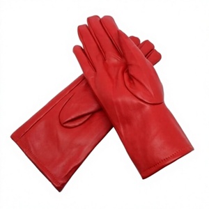 Sheep Leather Sporty Driving Gloves Wrist Length Motorcycle Style Breathable Unlined Design with <b>Shining</b> Leather Finish - Product Image 2