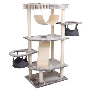 Torre Tiragraffi di Lusso Stile <span class=keywords><strong>Hotel</strong></span> per Gatti, Costruzione Premium in Peluche e Legno, Tiragraffi in Sisal per Alloggi VIP per Animali Domestici - Product Image 3
