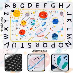 Tapis d'activités pour enfants sur le thème de l'espace, 110,2 x 78,7 pouces, antidérapant, système solaire, galaxie, planètes, salle de jeux, temps sur le ventre - Product Image 2