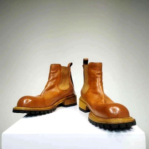 2026 Leather Thick-soled Men's <b>Boots</b> - Retro Weathered Washed Leather Mardi <b>Boots</b> - Unique Craftsmanship Shoes - Product Image 3