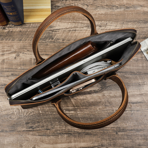 Maletín de Cuero Vintage de 14 Pulgadas para Portátil, Maleta Resistente con Asa para Trolley, <span class=keywords><strong>Forro</strong></span> de Terciopelo Grueso para <span class=keywords><strong>Macbook</strong></span> <span class=keywords><strong>Pro</strong></span> - Product Image 4