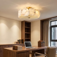 Plafonnier LED ultra-fin en albâtre naturel, luminaire d'intérieur rond en pierre sur mesure, vente en gros OEM/ODM pour couloir d'hôtel