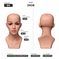 Buste de mannequin féminin réaliste et exquis, en plastique, avec visage couleur chair, pour présentation de bijoux, chapeaux et lunettes
