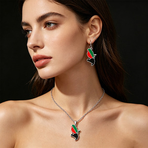 Ensemble collier et boucles d'oreilles pendantes goutte d'huile <span class=keywords><strong>Martinique</strong></span>, style ethnique personnalisé européen et américain, <span class=keywords><strong>bijoux</strong></span> en acier inoxydable - Product Image 2
