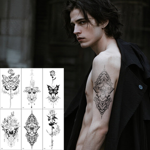 Design personalizzato maniche per tatuaggio con trasferimento d'acqua a braccio pieno adesivi temporanei in carta elegante Body Art per feste e festival-bianco - Product Image 1