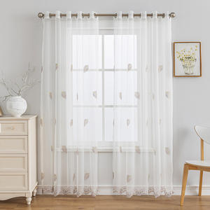Voilages transparents qui laissent passer la lumière mais occultent la vue, en tissu à motif de feuilles, rideaux de fenêtre finis en gros - Product Image 3