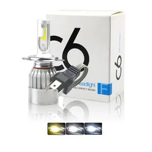 High Quality Led C6 h4 Dual Color Spot Light Headlight Bulb White Yellow Ice Blue Led Headlamp for Vehicles