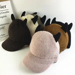 Invierno nueva dama acrílico sombreros de punto Color liso mujer joven lindo mantener caliente gorra de béisbol