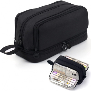 Pencil <b>Bag</b> Fabric Zipper Closure Multi Functional <b>School</b> Office Use Pastel Colors Student Stationery Case - Product Image 2