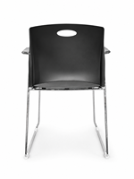 Chaise de conférence empilable moderne avec accoudoirs et base chromée pour écoles, dortoirs, salles d'étude, salles de classe, réunions et formations