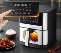 Friteuse à air électrique visuelle 6L 1500W avec écran tactile LED, 10 programmes prédéfinis, sans huile, pour la cuisine domestique