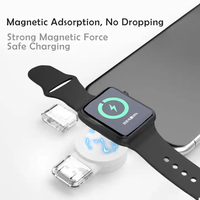 Chargeur sans fil magnétique portable, mini chargeur rapide pour montre connectée avec ports Type-C + USB
