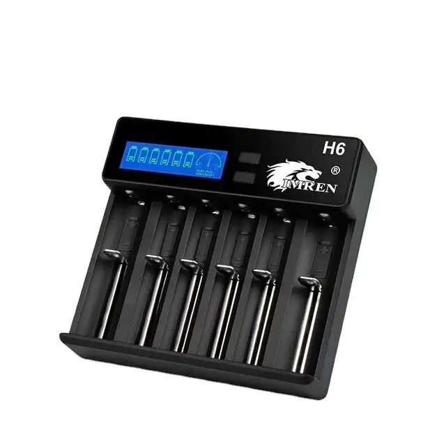 6 pièces 18650 chargeur de batterie IMREN H6 écran Lcd chargeur chargeur 6 baies avec US/UK/EU/AU Plug pour 18650 26650 20700 21700 18350
