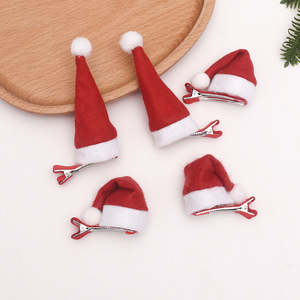 Mini Pinzas para el Cabello con Diseño de Santa Claus, Decoración Navideña, Pinza para el Cabello con Adorno de Pompones - Product Image 1