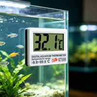 Thermomètre numérique pour aquarium KT500, à installer à l'intérieur du réservoir ℃ / ℉   Autocollant adhésif 3M robuste et sélectionnable, fonctionnant avec une pile AG13 pour aquarium