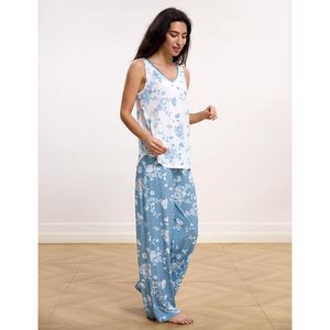 Ensemble pyjama femme manches courtes, en viscose de bambou douce, satin, col en V, 2 pièces, vêtements de nuit en modal et coton - Product Image 3