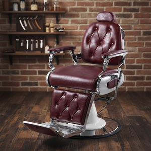 Chaise de salon de coiffure en cuir synthétique de luxe au design moderne avec repose-pieds, accoudoirs, rotation à 360 degrés TS-3534A - Product Image 2