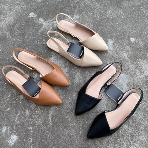Sandalias Planas <span class=keywords><strong>de</strong></span> PU con Tira Trasera para <span class=keywords><strong>Mujer</strong></span>, al por Mayor |   <span class=keywords><strong>Zapatos</strong></span> Formales <span class=keywords><strong>de</strong></span> Oficina con Punta en Pico, Elegantes y Casuales - Product Image 1