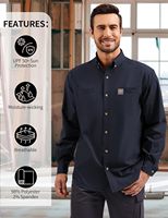 Chemise de travail à manches longues en rayonne pour homme Kecols, coupe classique, avec poches poitrine - Sécurité réfléchissante UPF