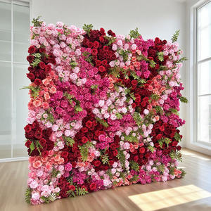 GNW Vente en gros Décoration murale florale de mariage <span class=keywords><strong>Bouquet</strong></span> de roses rouges en soie Artificiel Décoratif Toile de fond murale florale - Product Image 2