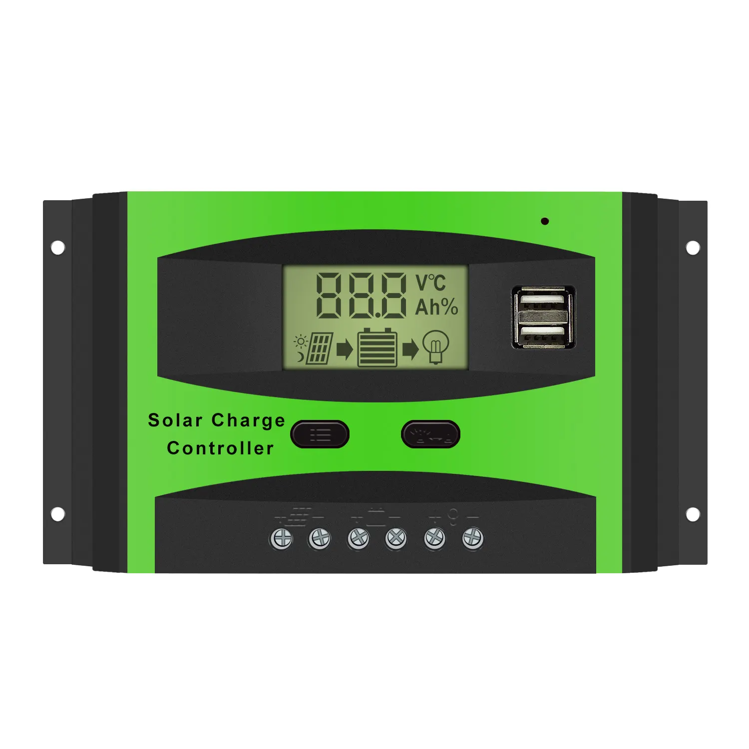 At40 30A 12V 24V 48V Pwm Solar Charge Controller With Use Imported St Chips Light Control Time Control Dual Usb Output