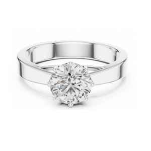 Bague de fiançailles solitaire ronde en or jaune, bague à 6 griffes avec diamant, bague de promesse classique pour femme, bijoux de mariée élégants et intemporels - Product Image 3