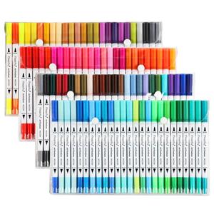 Stylo feutre double pointe Bonvada 100 couleurs et marqueur pinceau avec encre noire/bleue pour le dessin artistique et les cadeaux d'affaires - Product Image 1