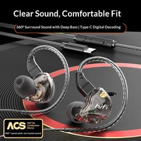 Casque filaire Vicsound Type-C avec subwoofer, annulation active du bruit (ANC), son stéréo HiFi, design sportif, téléphones mobiles 3,5 mm, 1,2 m