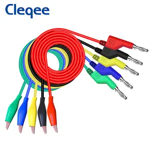 Cleqee P1044 Test Cable Copper 1M Durable Wire 5A/500V 4mm stackable Bullet banana plug to alligator Crocodile clip test lead