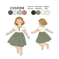 Nouvelle Robe Personnalisable pour Fille en Bas Âge 2026, Robe en Coton à Manches Courtes et Col Henley Bicolore à Pois