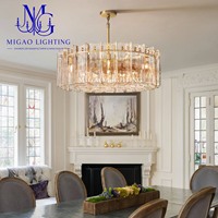 Lustre rond en verre texturé martelé de style médiéval français, suspension de luxe léger pour villa, salon, salle à manger, plafond haut