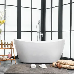 New Arrivals 58 Inch White Stand Alone Bath Tubs Solid Surface <strong>Used</strong> Freestanding <strong>Bathtubs</strong> for Sale - Product Image 2