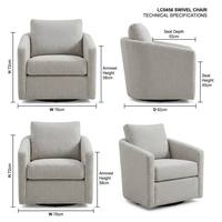 Fauteuil pivotant moderne et minimaliste en tissu écologique durable avec accoudoirs carrés pour salon, hôtel, chambre à coucher