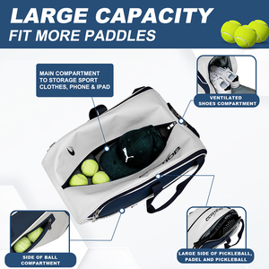 Zaino Sportivo Portaracchette da Padel e <span class=keywords><strong>Tennis</strong></span> Personalizzato in Pelle PU Impermeabile con Scomparto per Scarpe - Product Image 3