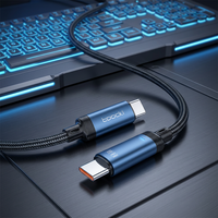 Cable USB C con Indicador Luminoso Azul de Carga Rápida Toocki PD, Fácil de Localizar en la Oscuridad, Cable de Carga Tipo C a Tipo C para Teléfono y Portátil