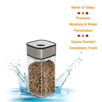 Vente en gros de récipients d'assaisonnement de 4oz pot à condiments shaker réglable pots à épices carrés en verre avec étiquette salière à épices